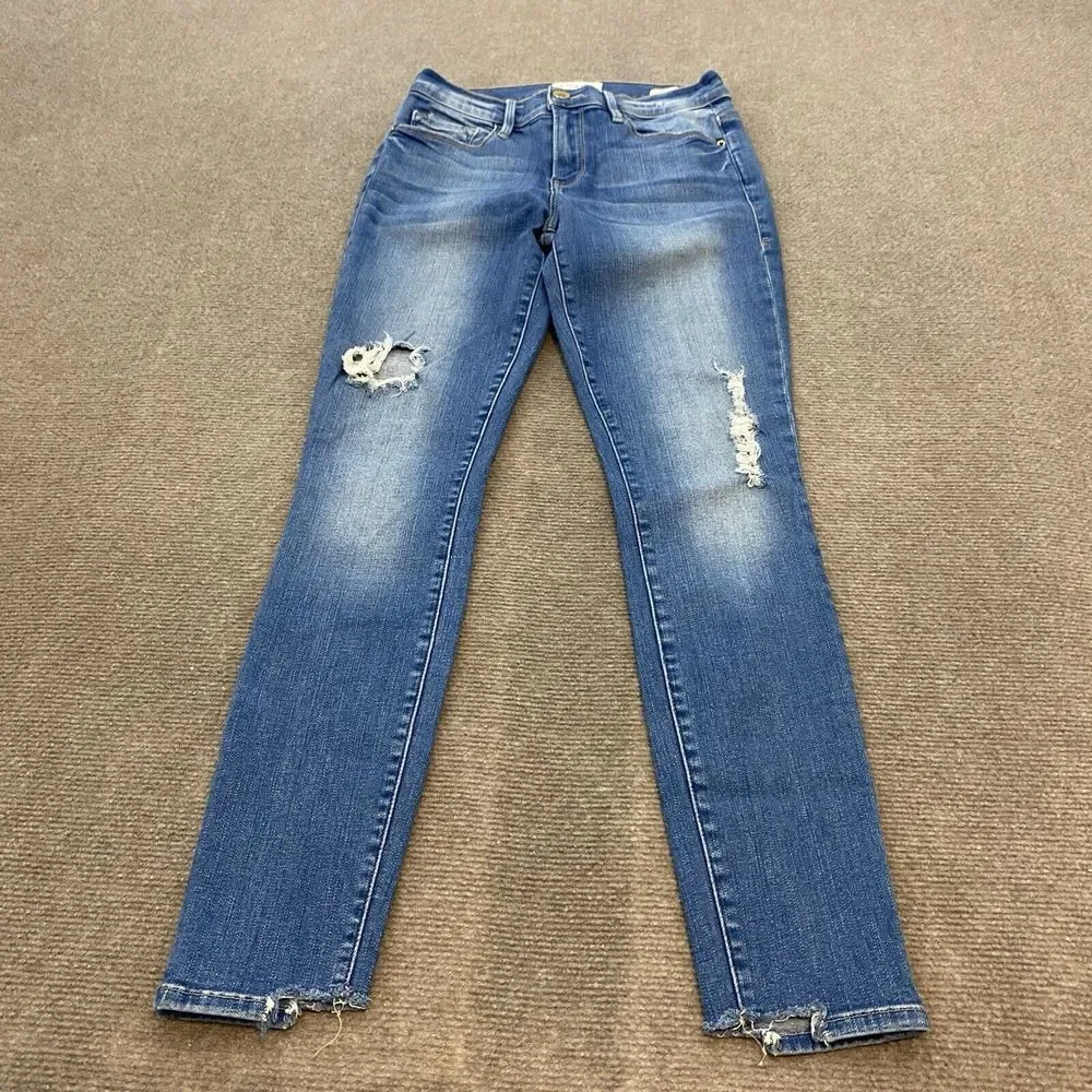 FRAME Jeans Womens 26 Blue‎ Denim Le Skinny de Jeanne Crop Distressed Stretch